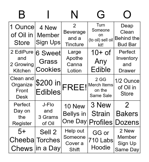 Greenest Green Bingo Card