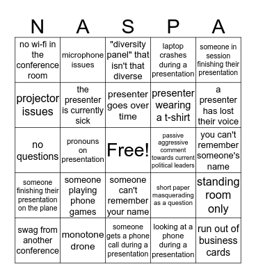 NASPA BINGO Card