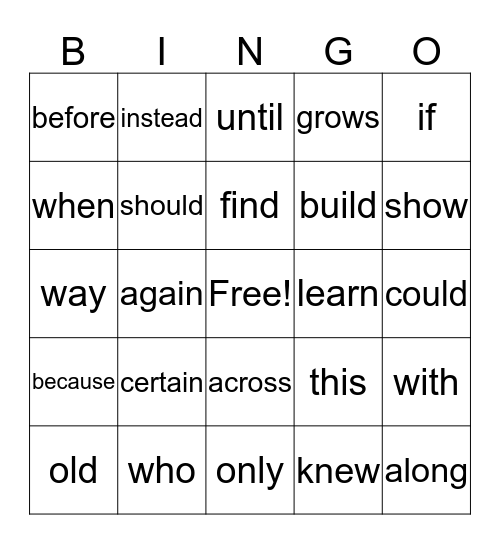 Rainbow II Bingo Card