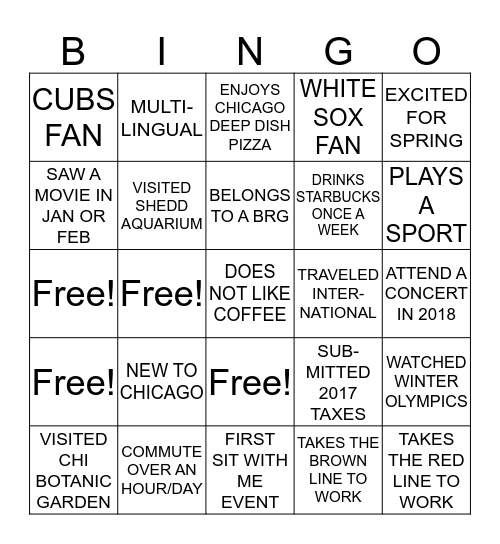 Sit With Me Bingo Card