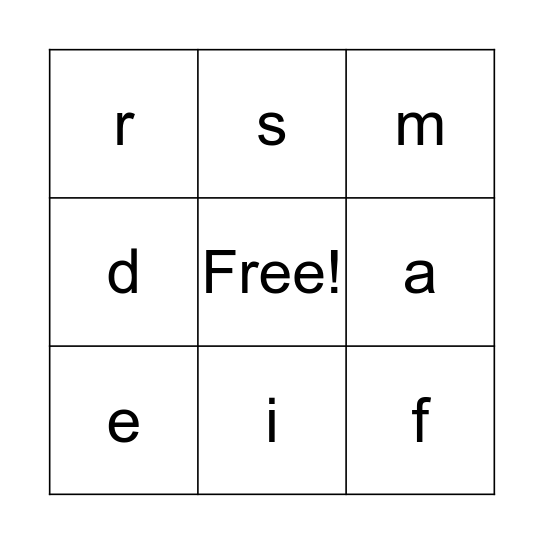 Sounds Bingo RMI 35 Bingo Card