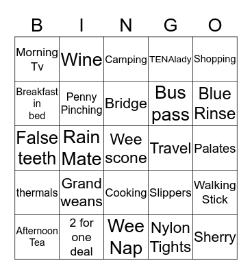 Rosie's Retirement Bingo Card