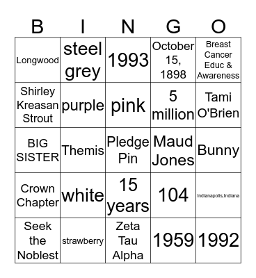 Zingo Bingo Card