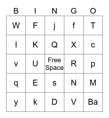 Alphabet Bingo Card