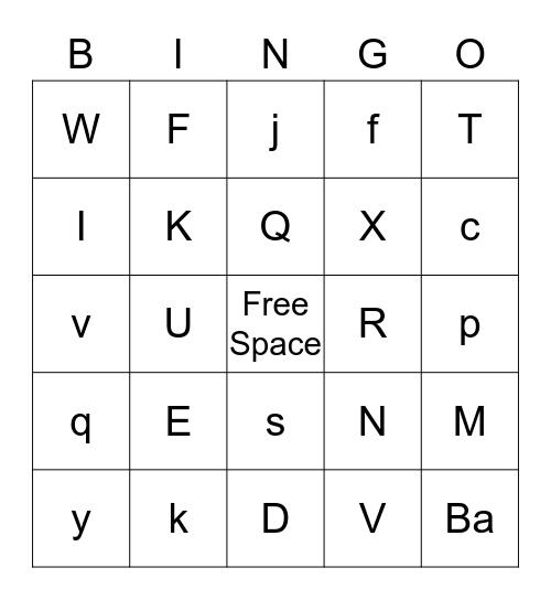 Alphabet Bingo Card
