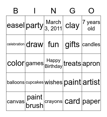 Zhakya's Art Bingo Card