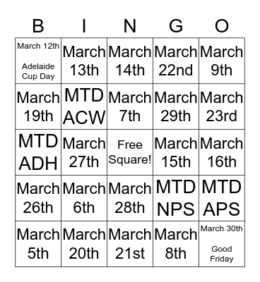 A Galactic Burito Easter Bingo Card