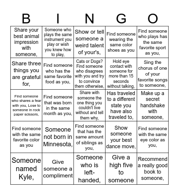 Human Bingo Card