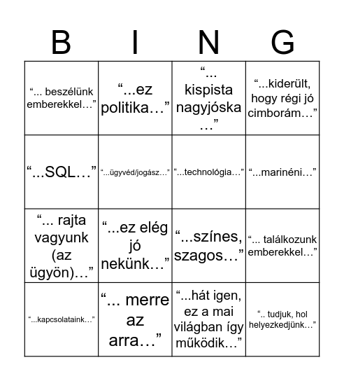 Bingo Opportunity Bingo Card