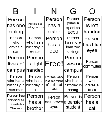 Get to Know Your Team Bingo Card