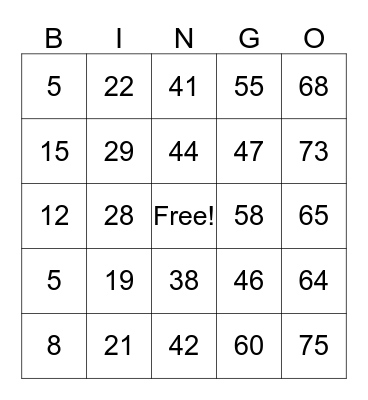 Gianna's Birthday Bingo Card