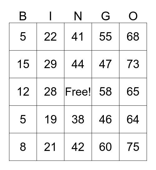 Gianna's Birthday Bingo Card
