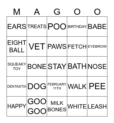 MAGOO BINGO Card