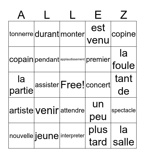 French III Semaine 19 Bingo Card