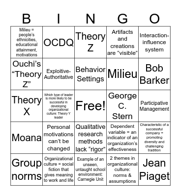 Maria and Mark's Notes Bingo Card