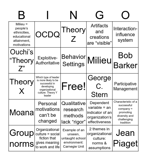 Maria and Mark's Notes Bingo Card