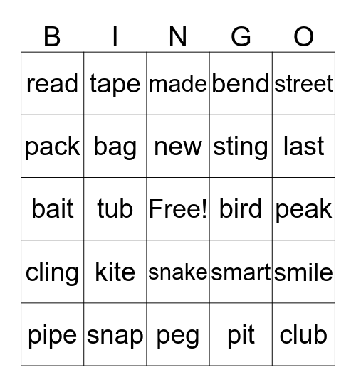 Beginning/Middle/End Sounds Bingo Card