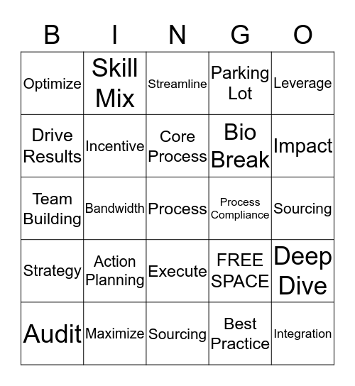 Buzzword Bingo Card