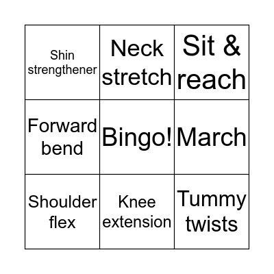 Fitness Bingo Card