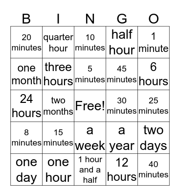 How much time? Bingo Card