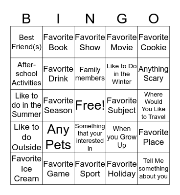 Me, Myself, and I Bingo Card