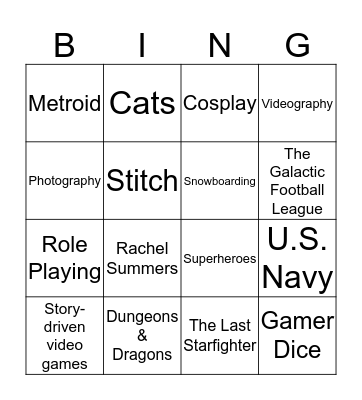 How to be Jazmine Cosplays Bingo Card