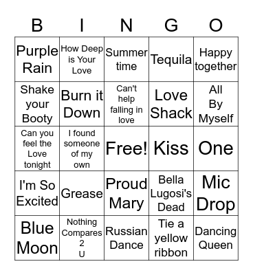 Music Challenge Part 1 Bingo Card