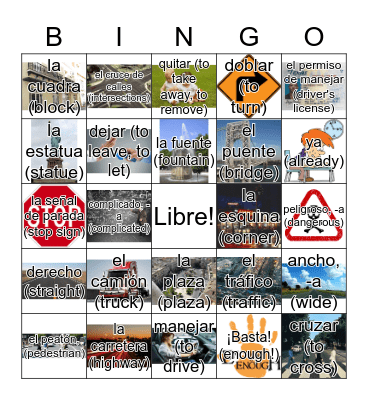 Vocab 3B Spanish Bingo Card