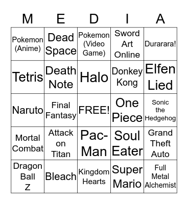 Media and Culture Club Bingo Card