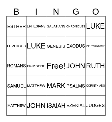 BIBLE BOOKS Bingo Card