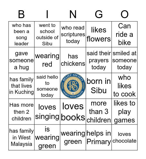 Míng gē bīn guǒ Bingo Card
