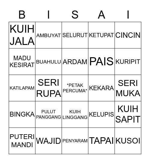 MAKANAN TRADISI BRUNEI Bingo Card
