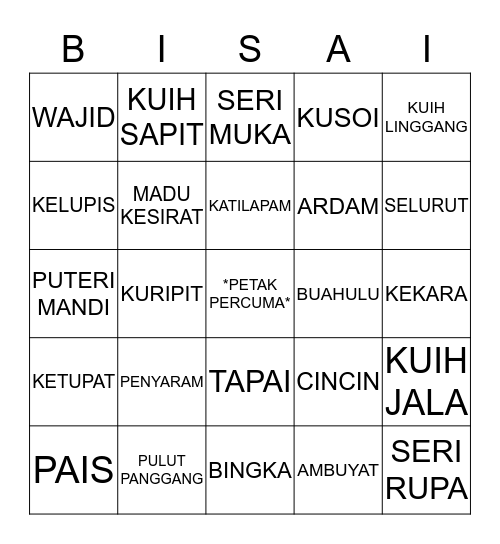MAKANAN TRADISI BRUNEI Bingo Card