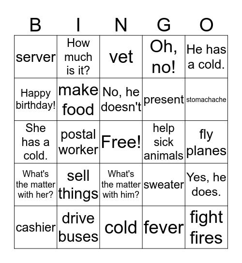 Chapter 3  Bingo Card