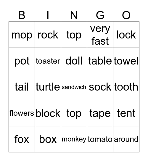 Wordlist 2 Bingo Card