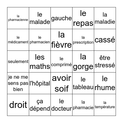 mots dans le vent 2 Bingo Card
