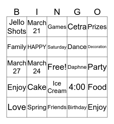 Happy Birthday Bingo Card