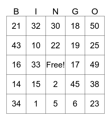 Algebra 2 Review Bingo Card