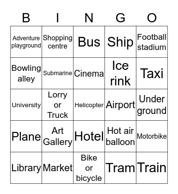 Places in the city Bingo Card