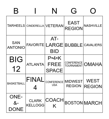P4K Selection Sunday BINGO Card
