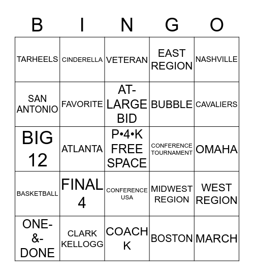 P4K Selection Sunday BINGO Card