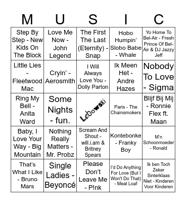 101 Bingo Card