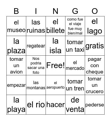 Spanish 3 Bingo Card