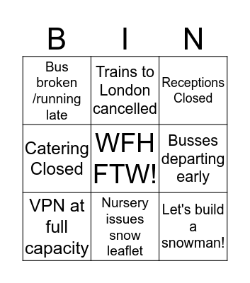 Snow at EBI Bingo Card