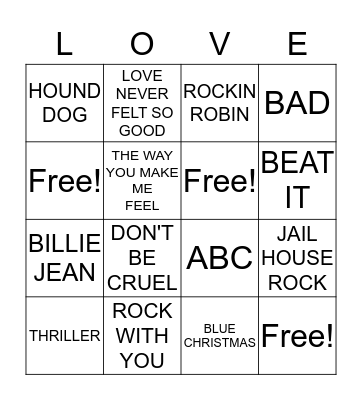SHOW MICHAEL & ELVIS SOME Bingo Card