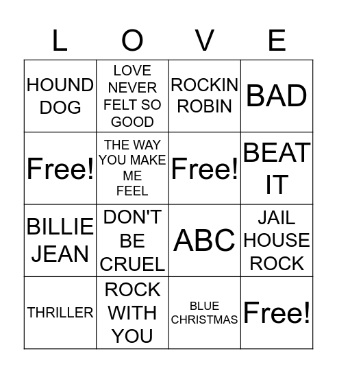 SHOW MICHAEL & ELVIS SOME Bingo Card