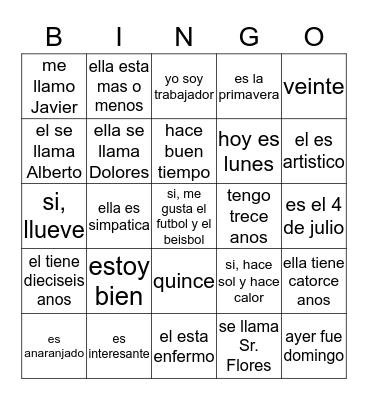 preguntas y respuestas Bingo Card