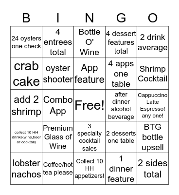 OTH Bingo Cocktail Bingo Card