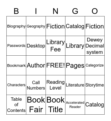 Library Bingo Card