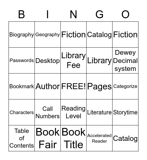 Library Bingo Card